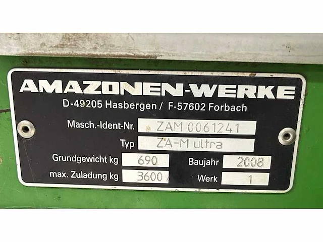 2008 amazone zam-ultra kunstmeststrooier - afbeelding 2 van  10