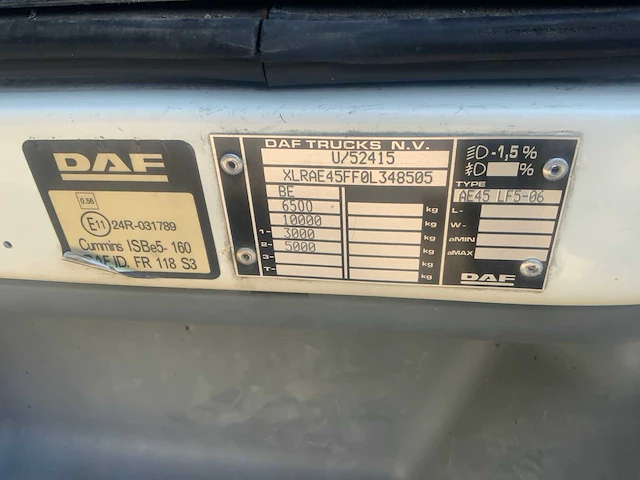 2008 daf 45.160 vrachtwagen - afbeelding 13 van  20