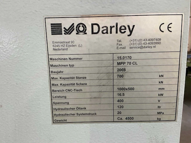 2008 darley mpp70cl cnc - ponsmachine - afbeelding 7 van  13