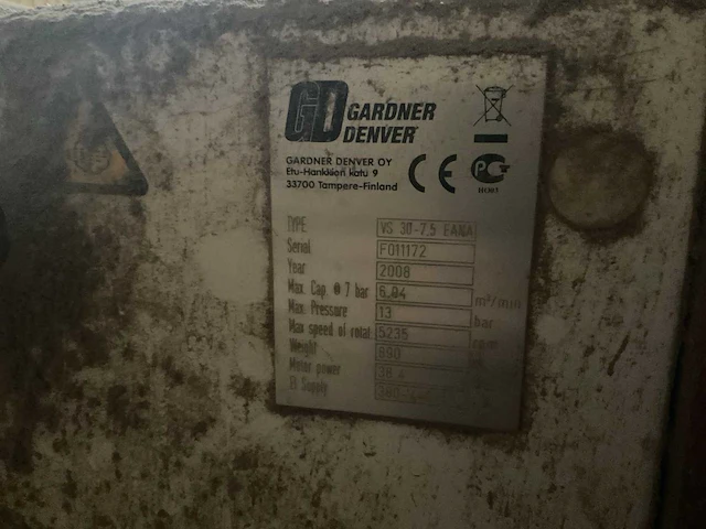 2008 garner denver vs30-7.5 eana schroefcompressor - afbeelding 6 van  6