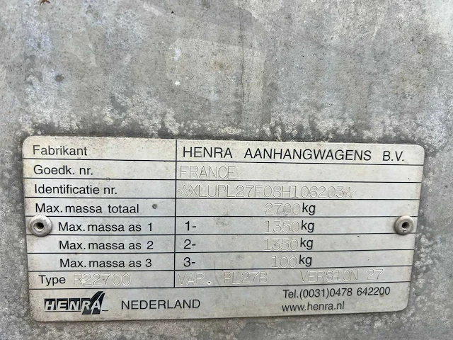 2008 henra aanhangwagen - afbeelding 8 van  9