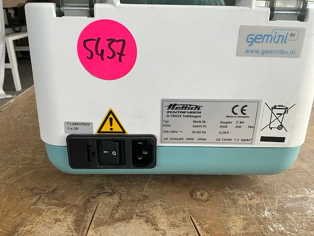 2008 hettich eba20 centrifuge - afbeelding 3 van  5
