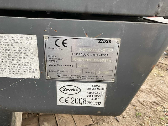 2008 hitachi zaxis 225 uslc rupsgraafmachine - afbeelding 10 van  19