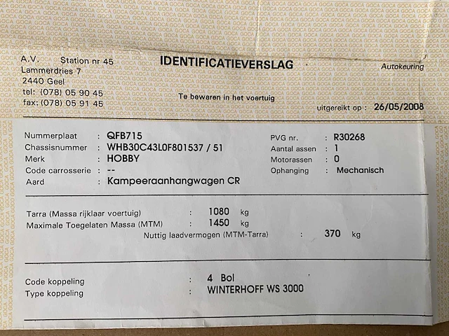 2008 hobby caravan + voortent en luifel & fietsenrek - afbeelding 68 van  70