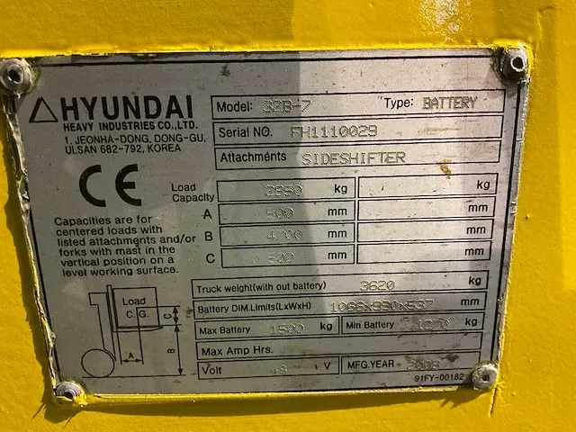 2008 hyundai 32b-7 ac vorkheftruck - afbeelding 8 van  8