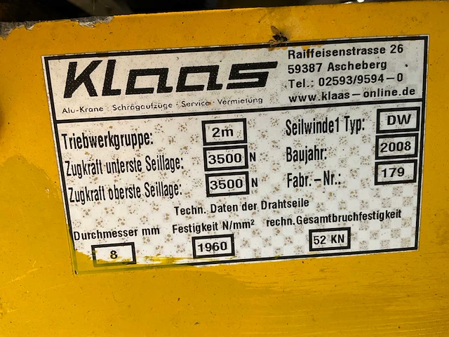 2008 klaas hv25/4,5 verhuislift - afbeelding 16 van  17