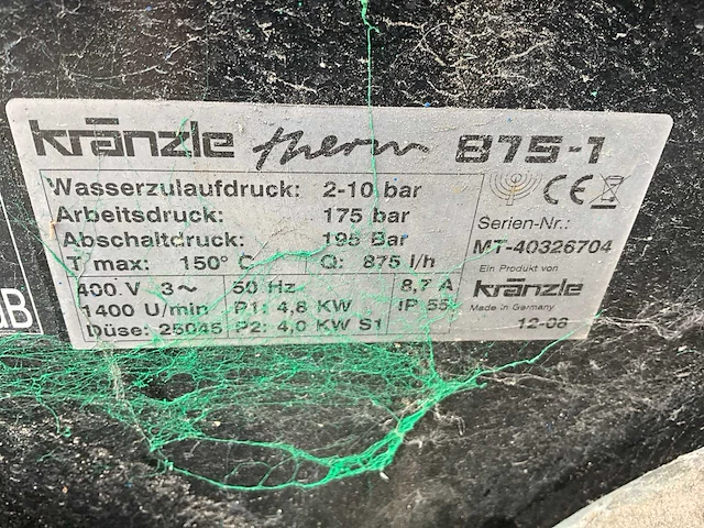 2008 kranzle 875-1 therm hogedrukreiniger - afbeelding 2 van  10