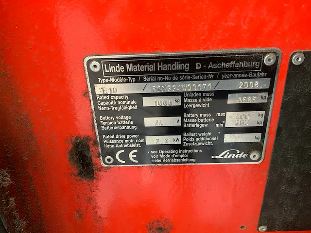 2008 linde e10 vorkheftruck - afbeelding 4 van  14