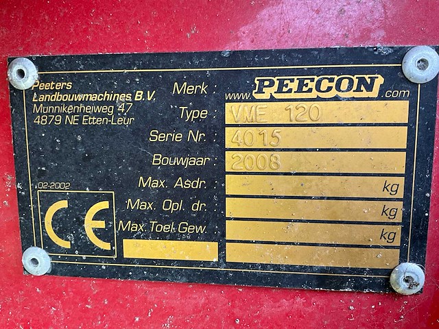 2008 peecon biga vme120 voermengwagen - afbeelding 9 van  17