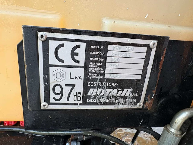 2008 rotair vrk120 zuigercompressor met benzinemotor - afbeelding 3 van  3