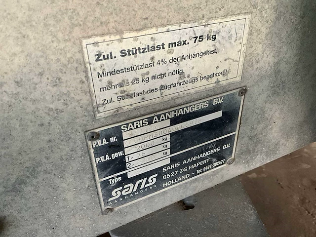 2008 saris p20a/pm30 auto aanhangwagen - afbeelding 4 van  14