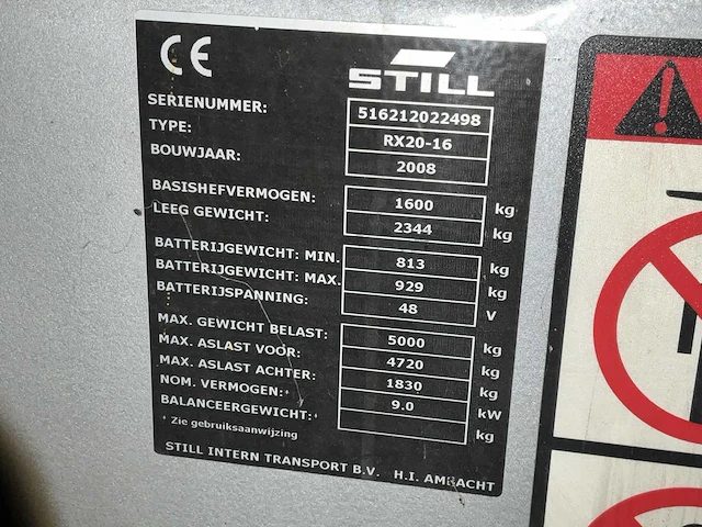 2008 still rx20-16 vorkheftruck - afbeelding 9 van  18