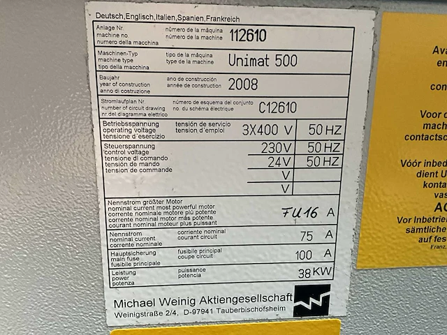 2008 weinig unimat 500 schaafmachine - afbeelding 19 van  21