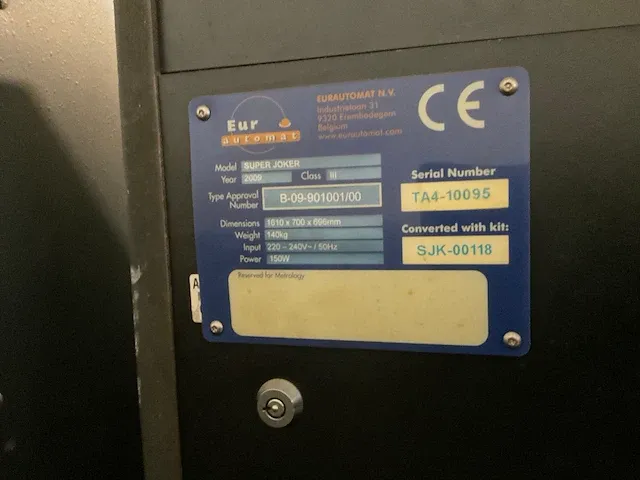 2009 eurautomat super joker speelautomaat - afbeelding 4 van  4