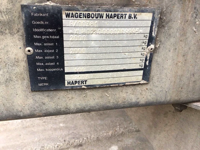 2009 hapert kipper d2003 auto aanhanger - afbeelding 11 van  27