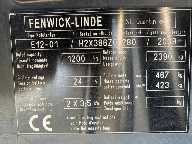 2009 linde e12 elektrische vorkheftruck - afbeelding 29 van  35