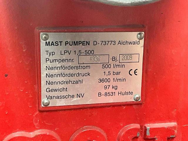 2009 mast lpv 1,5-500 vuilwaterpomp - afbeelding 7 van  9
