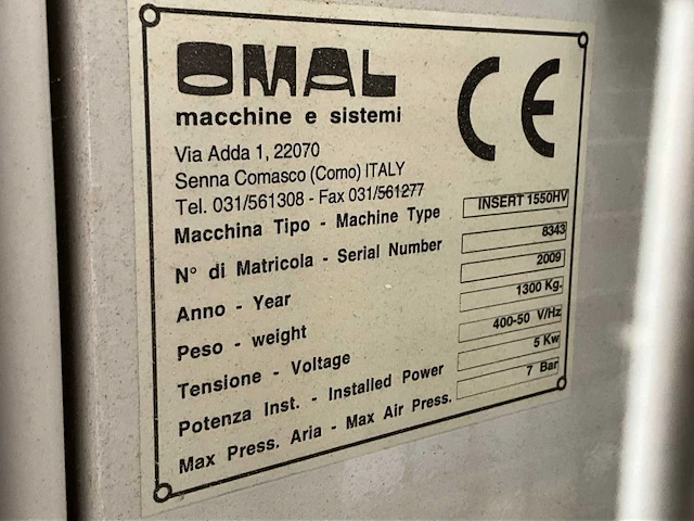 2009 omal insert 1550hv kopboor/lijmmachine - afbeelding 7 van  15