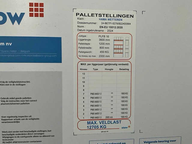 2009 stow 16 plfb palletstelling - afbeelding 6 van  9