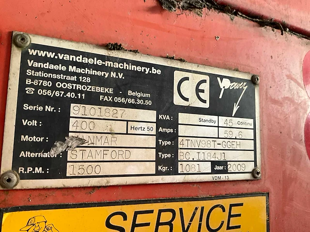 2009 vandaele 4tnv98t-ggeh stroomgenerator - afbeelding 6 van  7