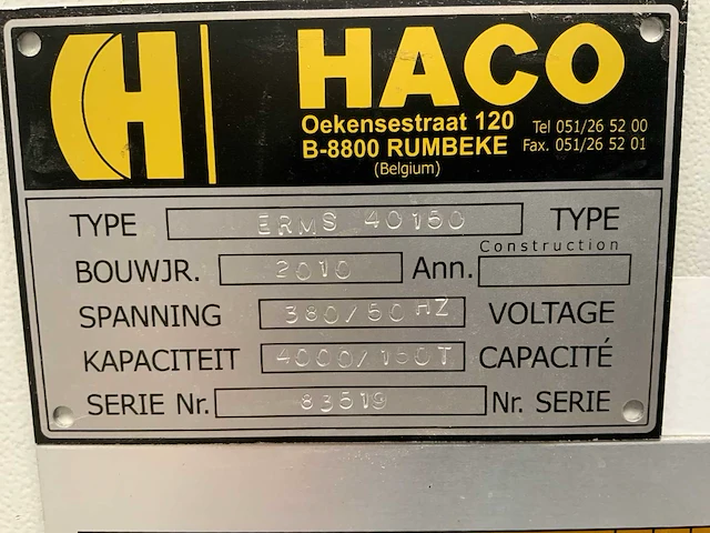 2010 haco erms40150 cnc-kantbank - afbeelding 2 van  10