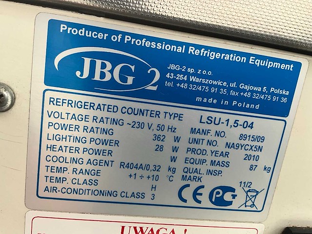 2010 jbg-2 gekoelde toonbank / koelvitrine + verlichte displays 3st - afbeelding 8 van  11
