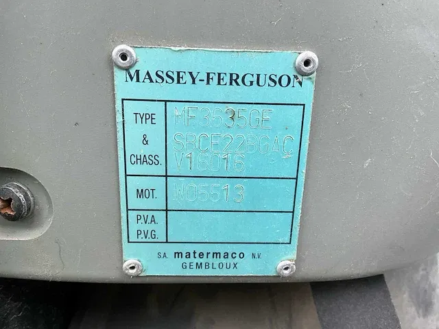 2010 massey ferguson 3635ge smalspoor tractor - afbeelding 16 van  37