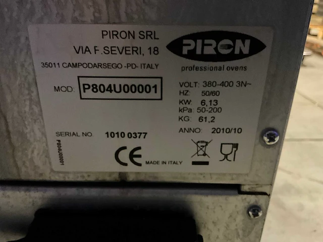 2010 piron p804u00001 heteluchtoven - afbeelding 8 van  8