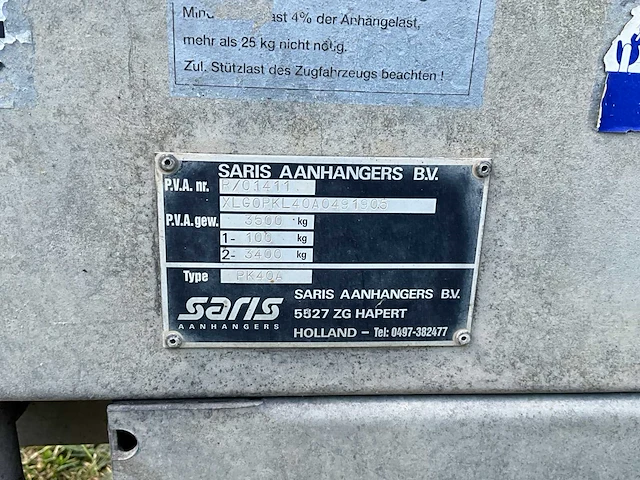 2010 saris pk40a aanhangwagen met elektrisch hydraulisch kipsysteem - afbeelding 7 van  24