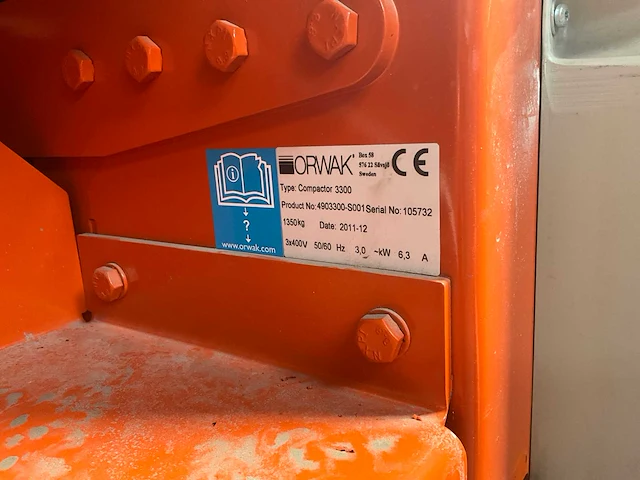 2011 - orwak compactor 3300 - papier shredder - afbeelding 7 van  8