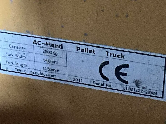 2011 hand hydraulische palletwagen - afbeelding 5 van  6