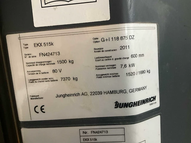 2011 jungheinrich ekx 515k reach truck - afbeelding 9 van  10