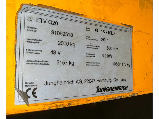 2011 jungheinrich etv q20 reach truck - afbeelding 14 van  21