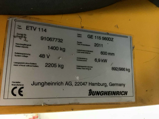 2011 jungheinrich etv114 reach truck - afbeelding 9 van  18