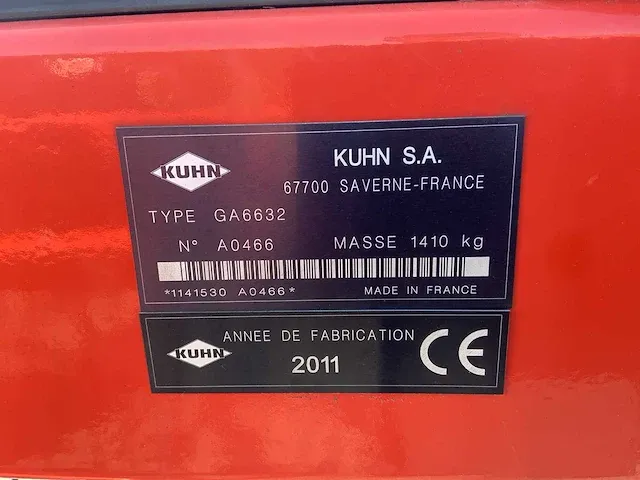 2011 kuhn ga6632 dubbel getrokken hark - afbeelding 7 van  7