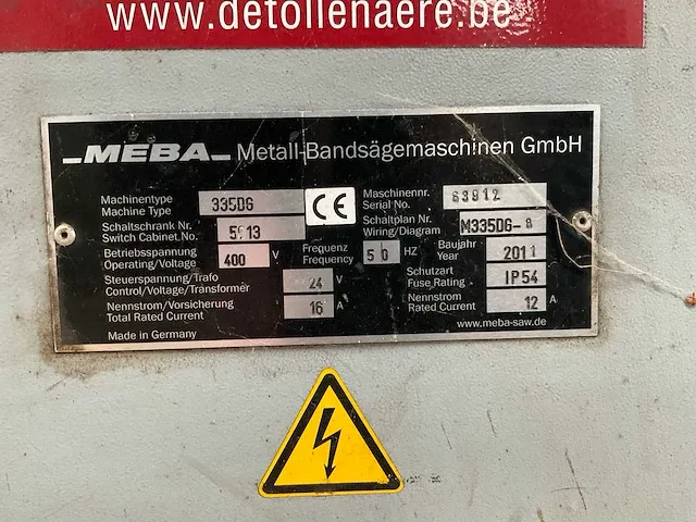 2011 meba mebaeco 335 dg bandzaagmachine - afbeelding 5 van  7