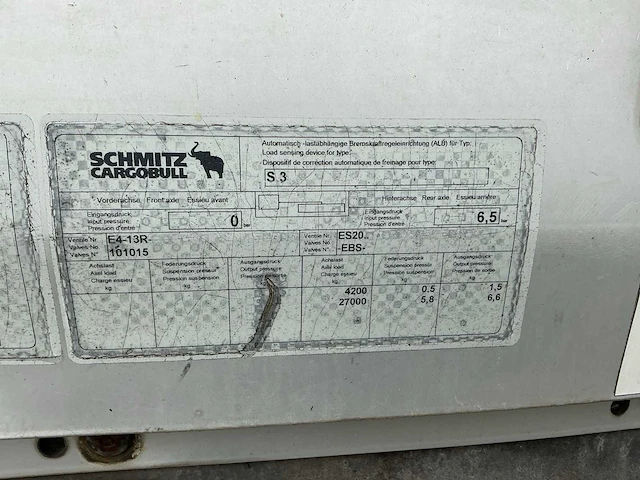 2011 schmitz s3 zd zeiltrailer - afbeelding 2 van  13