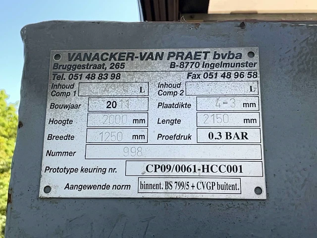 2011 vanacker vanpraet mazouttank - afbeelding 7 van  7
