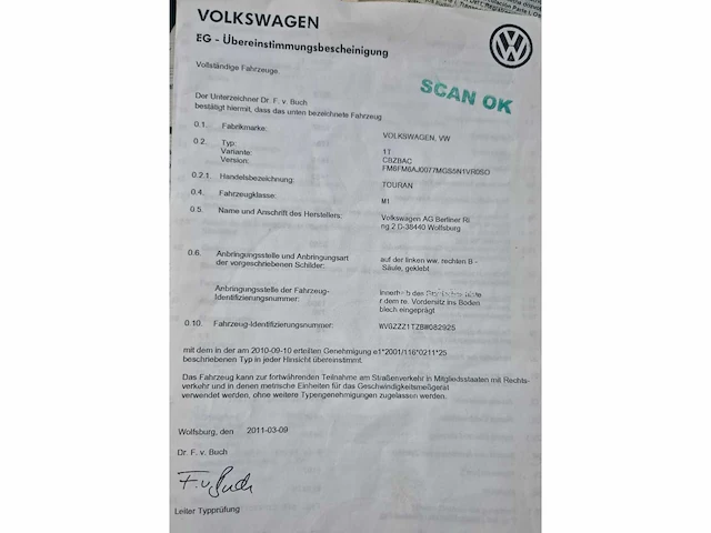 2011 volkswagen touran personenauto - afbeelding 20 van  20