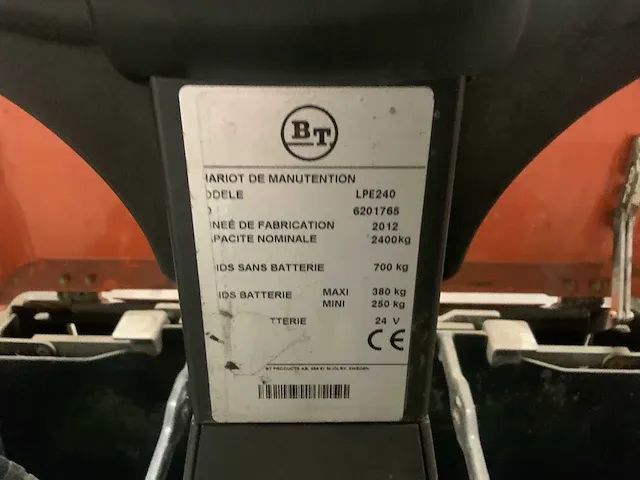 2012 bt lpe240 elektrische palletwagen - afbeelding 6 van  6