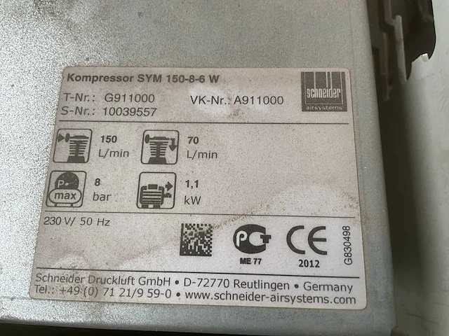 2012 festool sym 150-8-6 w draagbare luchtcompressor - afbeelding 4 van  4