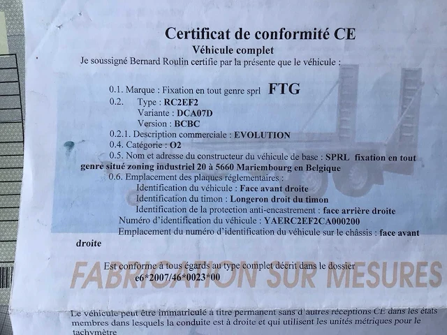 2012 ftg rc2ef2 dca07d auto aanhangwagen - afbeelding 9 van  21