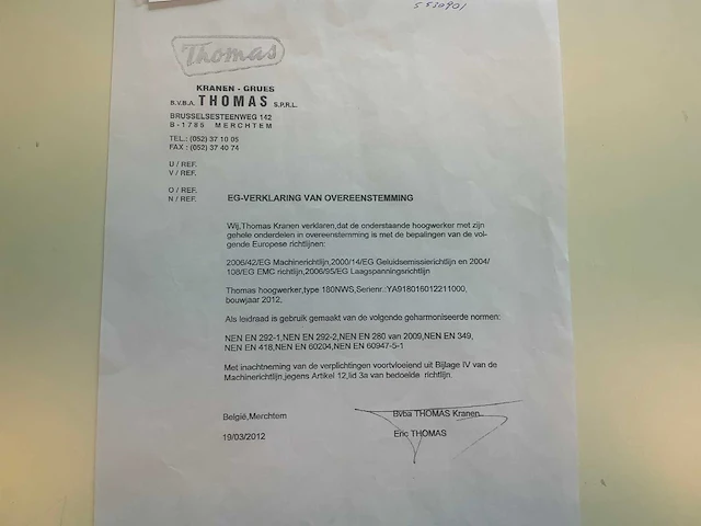 2012 hoogwerker 18m thomas 180nws - afbeelding 20 van  21