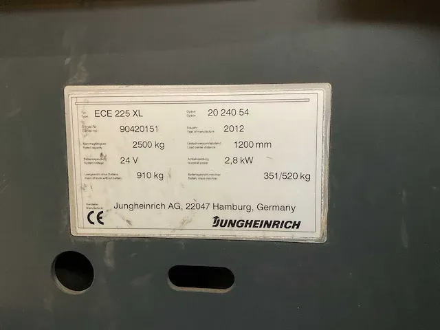 2012 jungheinrich ece 225xl orderpicker - afbeelding 5 van  5