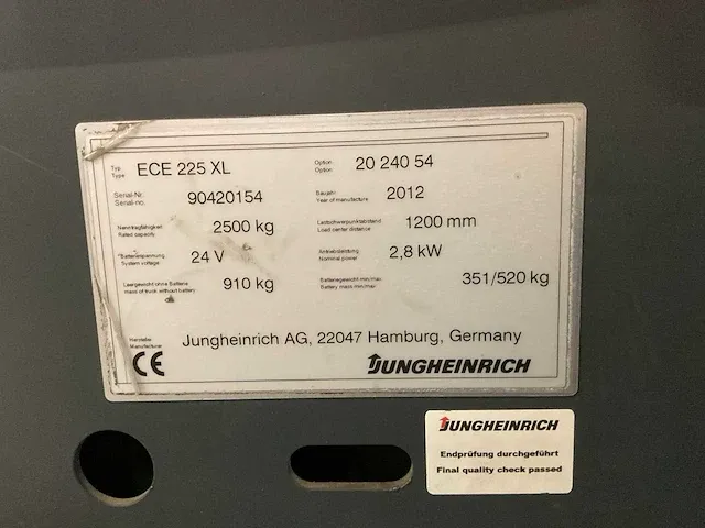 2012 jungheinrich ece 225xl orderpicker - afbeelding 5 van  5
