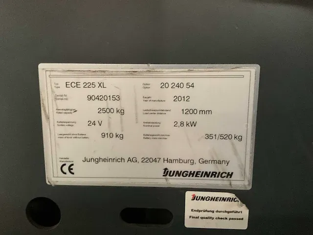 2012 jungheinrich ece 225xl orderpicker - afbeelding 5 van  5