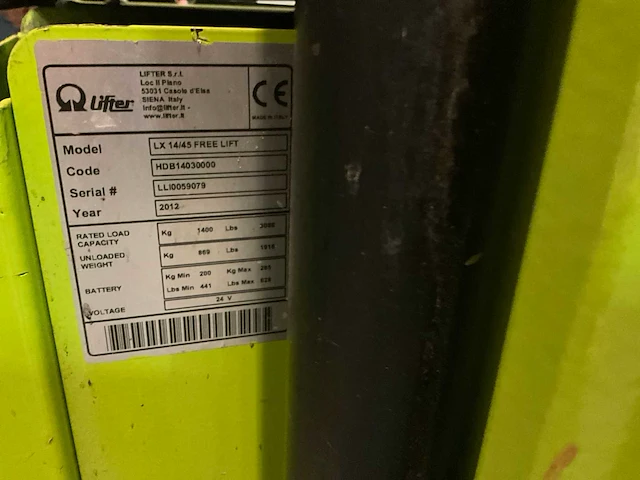 2012 lifter lx14/45 lift stapelaar - afbeelding 7 van  16