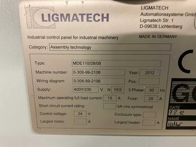 2012 ligmatech optimat mde 110/28/08 karkaspers - afbeelding 11 van  11