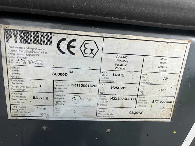 2012 linde h25d-1 explosievrije vorkheftruck met roterend vorkenbord - afbeelding 51 van  53