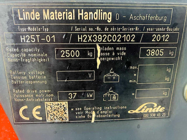 2012 linde h25t vorkheftruck - afbeelding 21 van  28